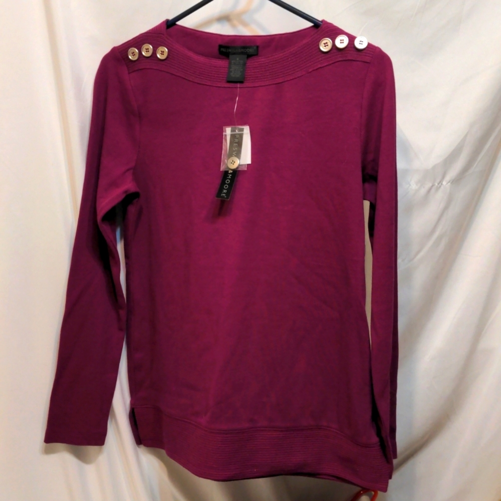 Preswick & Moore Red Long Sleeve blouse Shirt Size Small